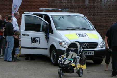 Mobile speed camera car at Evesham, Worcestershire