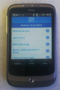 NHS Direct Android App on htc phone